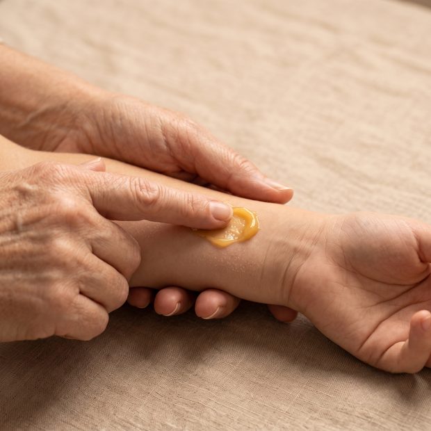 Applying to a child's hand