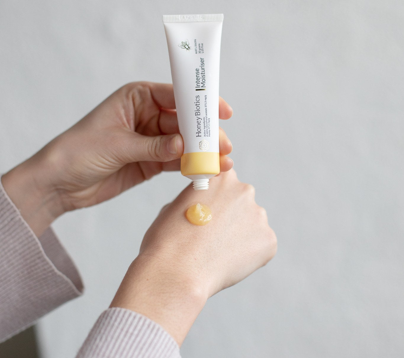 Applying HoneyBiotics Intense Moisturiser